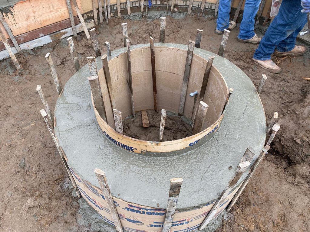 concrete set up for custom fire pit